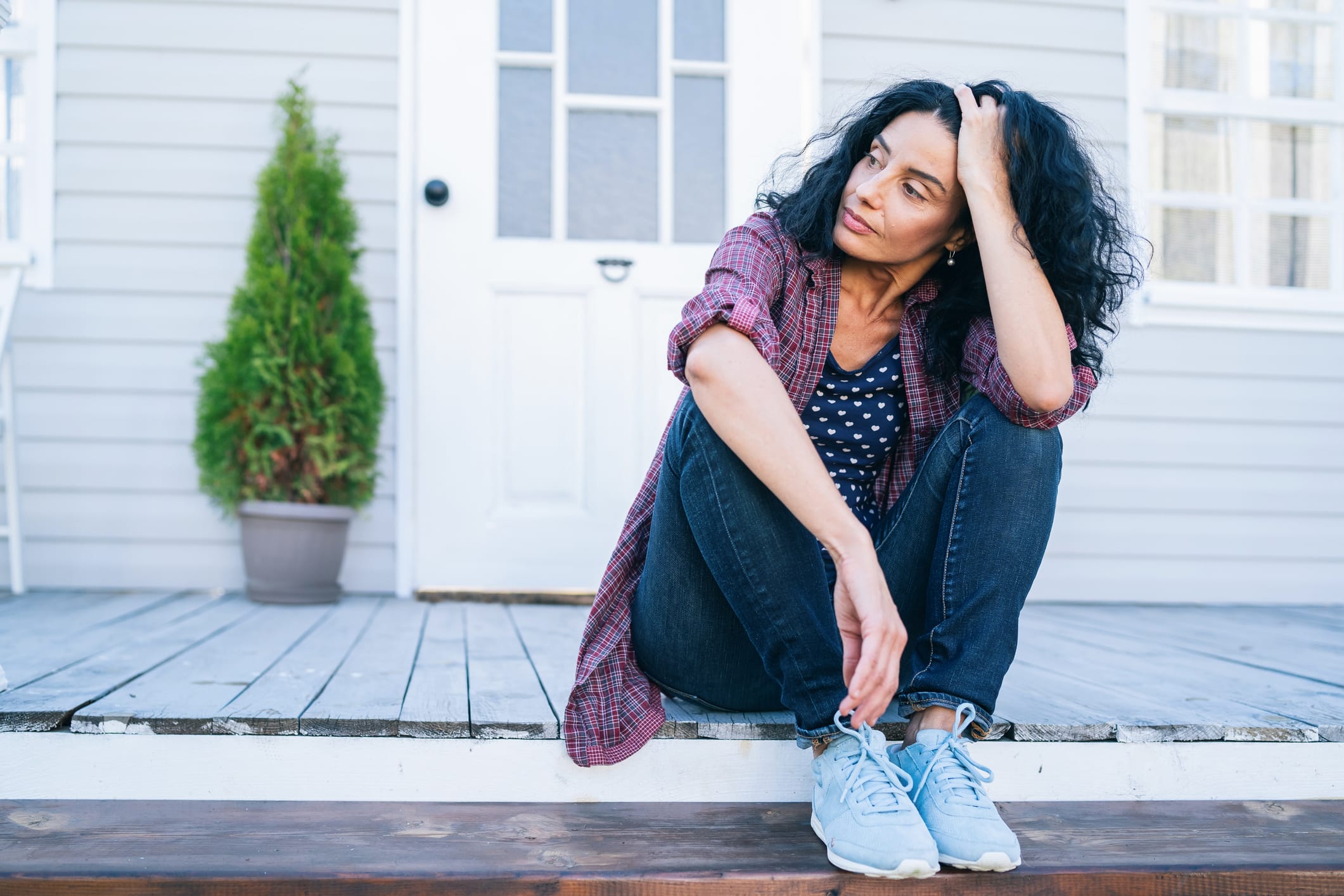 woman sitting outside